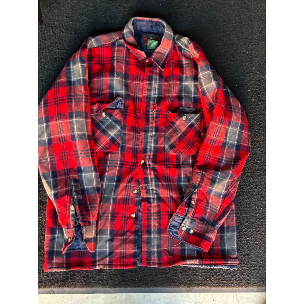 Vintage High Sierra Mervyns Red Plaid Wool Blend Lined Flannel Shirt Jacket M